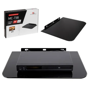 Maclean MC-738 Wall Shelf for Set-Top Box, Glass, Black