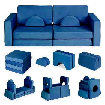 Ecotoys TMSRT-15-NB Modular Kids Sofa 10 Pieces Blue