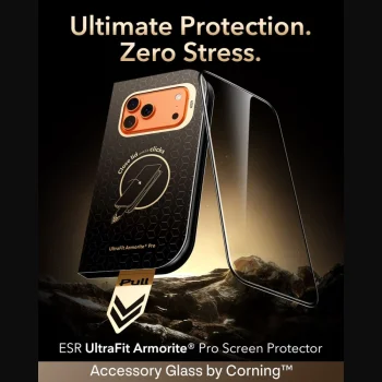 Apsauginis stiklas ESR UltraFit Armorite Pro skirtas iPhone 18 Pro / 17 Pro, juodas