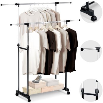 Massido 686400 freestanding clothes rack, black-silver