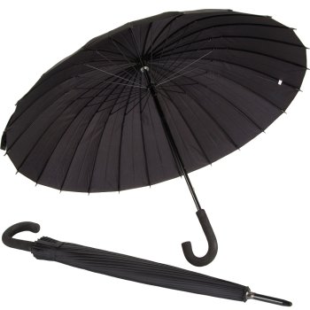 Large Windproof Automatic Umbrella with 24 Ribs, Black