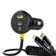 Baseus Circular 60W USB-A + USB-C Car Charger with Built-in Lightning + USB-C Cable 1.4m - Black