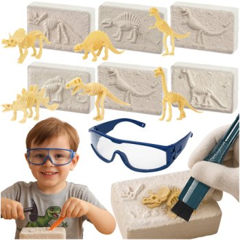 Kruzzel 6-in-1 Dinosaur Dig Kit, Educational Paleontology Set for Kids