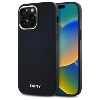DKNY iPhone 14 Pro Max Case Plain Silver MagSafe Logo, Black