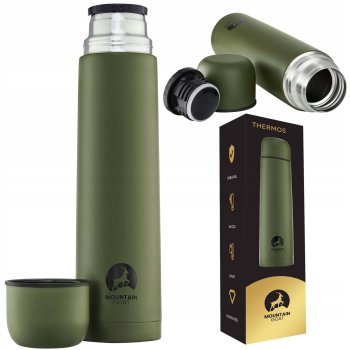 MOUNTAIN GOAT Thermal Mug Bottle Thermos Flask for Hiking Picnic 1L, Khaki