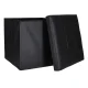 Folding Storage Ottoman Footstool 38 x 38 x 36 cm Faux Leather, Black