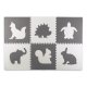 Kids Foam Mat Puzzle, White Gray Animals, 6 pcs