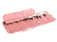 Professional Makeup Brush Set (24 pcs) with Case, Pink/Black