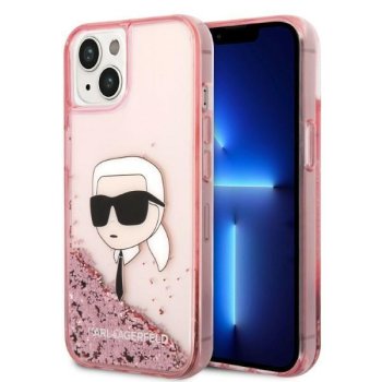 Apple iPhone 14 Plus 6.7" Karl Lagerfeld Glitter Karl's Head Case Cover, Pink