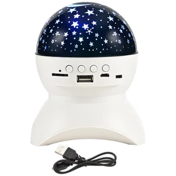 Star Projector Night Light with Bluetooth Speaker and USB, White
