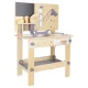 Workshop with wooden tools and work table