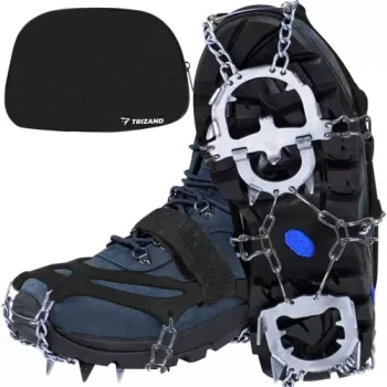 Trizand Anti-Slip Shoe Crampons, Size L (40-44), Black/Silver