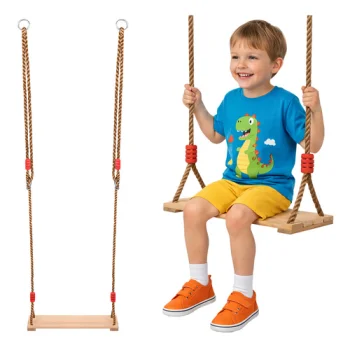 Kruzzel Wooden Kids Swing, Beige