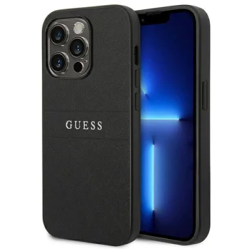 Guess iPhone 14 Pro Case Saffiano Strap, Black