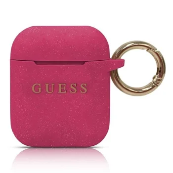 Guess Silicone Glitter AirPods Case, Fuchsia