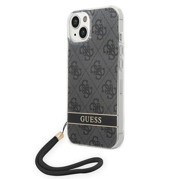 Guess 4G Print Strap Case for iPhone 14 Plus, Black