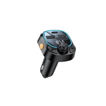 FM Transmitter for Car Yesido Y70, 15W Bluetooth 5.3 Adapter with USB-C & Dual USB-A, Black