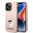 Karl Lagerfeld iPhone 14 Pro vāciņš Silicone Ikonik Choupette Rozā