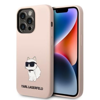 Apple iPhone 14 Pro 6.1'' Karl Lagerfeld Silicone Choupette Case Cover (KLHCP14LSNCHBCP), Pink