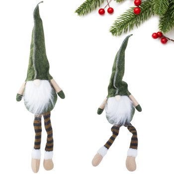 Plush Christmas Gnome Decoration, Scandinavian Tomte Figurine, 50 cm, Green