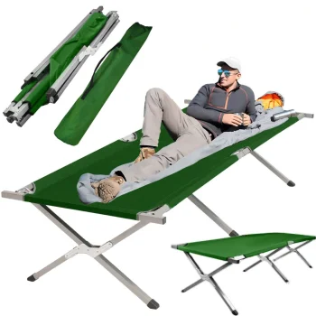 Folding Camping Bed, Green, 187x70 cm