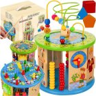 Kruzzel Wooden Activity Cube 11-in-1 Toddler Busy Toy 24670