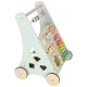 Wooden Baby Walker Push Toy with Activity Center and Abacus, Blue