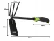 Garden Hoe & Rake 2-in-1, 30cm, Black/Green