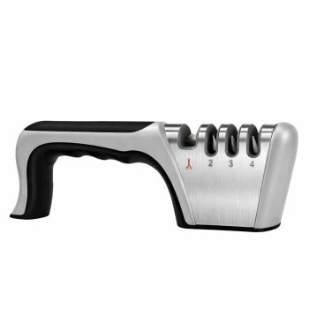 4-Stage Manual Knife Sharpener for Kitchen Knives and Scissors, Grey