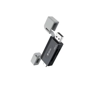 USB and USB-C 3.0 Memory Card Reader Devia EL240 2-in-1, black