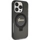 Guess iPhone 15 Pro Max Case Ring Stand Script Glitter MagSafe, Black