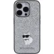 Karl Lagerfeld Glitter Choupette Logo Case for iPhone 15 Pro, Silver
