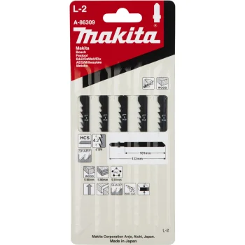 Makita Jigsaw Blade Set L-2 A-86309 for Wood and Plastic, 5 pcs