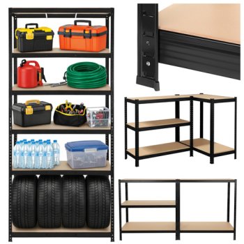 Heavy Duty Storage Rack 5 Shelves 1000kg Bigstren 220x100x45cm, black