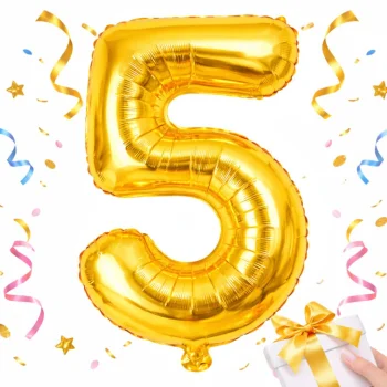 Foil Balloon Number 5, 66 cm (26"), Gold
