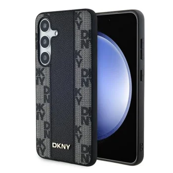Dkny Samsung Galaxy S24+ Case Leather Checkered Mono Pattern MagSafe, Black