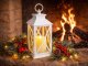 Decorative LED Lantern with Flameless Flickering Candle, Battery Operated, White