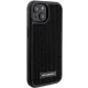 Karl Lagerfeld iPhone 15 Case Rhinestone Logo Metal Plate, Black