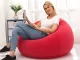 Inflatable Velour Pouf Chair, Red
