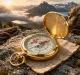 Classic Folding Metal Pocket Compass for Survival and Hiking, gold