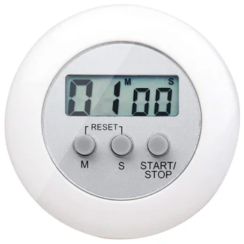 Electronic Kitchen Timer with LCD Display and Magnet, White