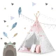 Baby Tipi Tent with Light Garland Nukido, Pink