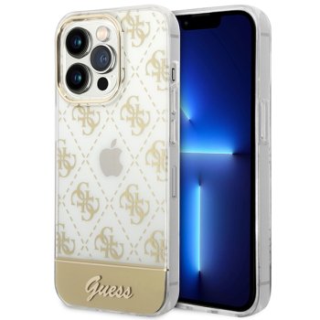 Guess 4G Pattern Script Case for iPhone 14 Pro, Gold