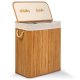 Bamboo Laundry Basket Massido 100 L – 2 Compartments with Lid