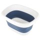 Collapsible Silicone Laundry Basket 32L, White/Blue