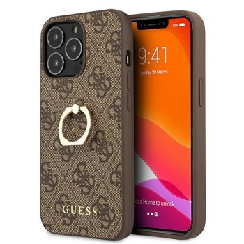 Apple iPhone 13 Pro 6.1'' Guess 4G with Ring Stand Case Cover (GUHCP13L4GMRBR), Brown