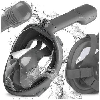 Foldable Full Face Snorkel Mask with 180° View and GoPro Mount L/XL, Grey