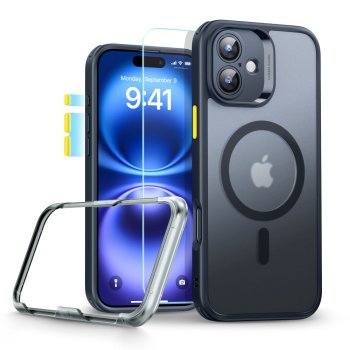ESR Classic Pro Set Halolock MagSafe Case for iPhone 16, Black