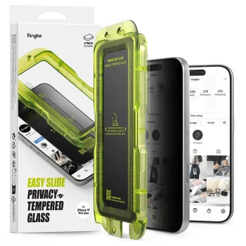 Ringke iPhone 17 Pro Screen Protector Easy Slide Privacy 2-pack, Black