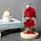 Eternal Rose in Glass with Glowing LED Light (Two Red Roses)